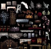Wedding hand-painted props material chair wrought iron door dessert flower Chinese European wedding outdoor psd source file