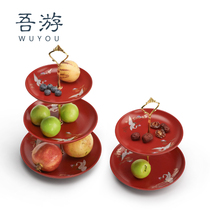 My Tours Light Lavish Ceramic Fruit Tray Wedding Refreshments Pan Subanquet Cake Dessert Table Multi-storey Living Room Candy Pallet Racks