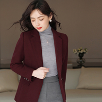 JOLIMENT high end red small suit jacket women 2020 Autumn and Winter new solid color commuter elegant suit top