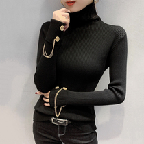 High collars undershirt female autumn winter clothing 2022 new fashion European station sweater women swarm knitted blouses
