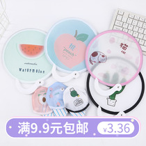 Cute round fan mini folding portable fan small fan cloth silk fan travel cartoon Japanese style and wind folding fan