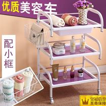 Hairdressing car three-layer beauty salon special storage rack caravan hair salon trolley glass nail storage frame