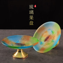 For fruit tray Buddha front home pure copper water fruit tray Seven colored glazed lotus flower for fruit and fruit tray Guanyin Senjiaoku fruit swing piece
