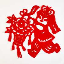 Celebrate the New Year joy flower basket girls new magenta paper-cut painting window flowers students children toddler decorative gifts