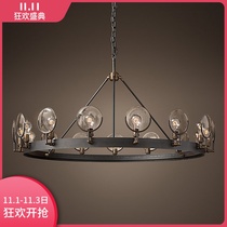 American retro simple loft industrial chandelier simple designer office clothing Image shop nostalgic lamps