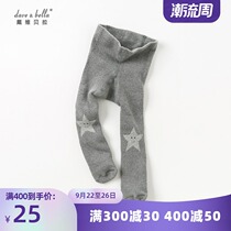davebella David Bella baby childrens clothing autumn and winter girls baby pantyhose stars plus velvet pantyhose