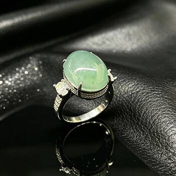 Natural grade a jadeite large cabochon ring fkl00443