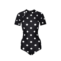 Vintage polka dot one-piece swimsuit womens conservative vacation ins wind thin simple style swimsuit temperament beach swimsuit