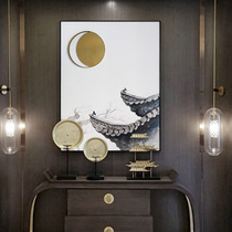 Hand-painted oil painting new Chinese porch corridor decorative painting simple vertical abstract landscape painting mural painting