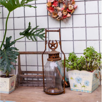 Foreign trade home groceries-home vintage old wrought iron rust-colored glass wind lamp villa cafe atmosphere candlestick