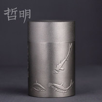 Zhe Ming three tea cans Tin Tin cans tin tea storage tin portable storage cans Zen Chinese style