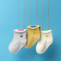 Baby socks spring and autumn mens and womens baby socks 0-2 years old newborns boneless middle tube loose cotton thickened in autumn and winter
