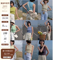 Creamsu white homemade short sleeveless vest female summer outside wear slim slim cut shoulder top top