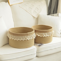 New cotton thread woven storage basket snack storage basket home large dirty clothes basket large washable storage basket simple