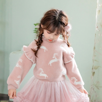 Boat rat girl sweater pullover base half high neck thickened childrens foreign style female baby middle and large children autumn and winter sweater