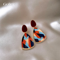 Autumn and winter geometric texture ear nails female designs sensitive earrings 2022 new tide ear decoration 925 silver needle