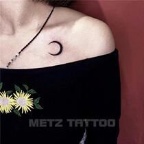 METZ tattoo stickers waterproof men and women long-lasting sexy collarbone Black Moon small pattern sticker dark ins Wind