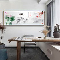 New Chinese style lotus figure decorative painting Chinese style living room sofa background wall hanging painting framed painting Ink wind map mural painting