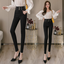 High-waisted jeans women nine points tight feet thin 2020 Autumn New High waist black pants stretch winter