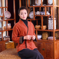 2021 autumn and winter new Chinese style retro cotton coat thickened Chinese womens classic Hanfu Zen cotton coat womens clothing