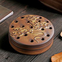 Kiln pan incense burner Zen ceramic purple sand Lotus ornaments sandalwood antique incense burner to purify the air indoor household