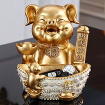 Lucky pig diamond-encrusted shoe cabinet key storage box Living room coffee table Wine cabinet decorative small ornaments creative opening lucky gifts