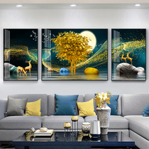Crystal Porcelain 3D Set Diamond Mural Living Room Decorative Hanging Painting Modern Sofa Background Wall Painting Light Luxury Triple Painting