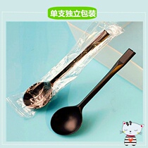 Frosted disposable spoon Plastic fire beetle spoon Round head spoon Fruit fishing turtle jelly dessert takeaway packing spoon