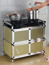 Stainless steel cupboard Kitchen storage cabinet Aluminum alloy household stove cabinet Locker Multi-functional economic locker