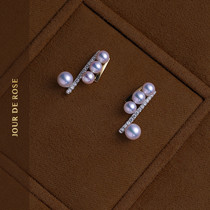 Sunrise Avenue Senior sensation Original design natural pearl Aurora 18K gold diamond earrings ring female light lavish