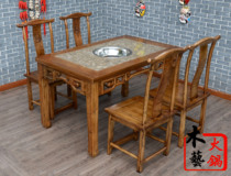 Solid wood hot pot table and chair combination induction cooker liquefied gas gas stove hot pot restaurant table b30