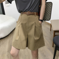Pear-shaped stature large size card with its color suit shorts female summer thin and fat mm covered with skinny broad leg 50% pants