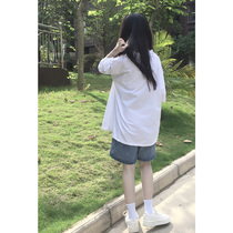 Denim Shorts Female Tide ins2022 Summer New Small Loose 50% pants High waist wide leg 5 out of 5