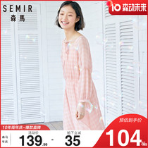 Senmar Dress Dress Woman 2020 Summer new sweet and relaxed student Plaid Temperament cashies with long dresses in the waist