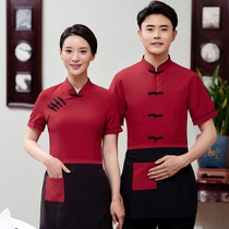 Chinese waiter overalls short sleeves breathable Chinese style teahouse hotel hot pot restaurant farmhouse summer