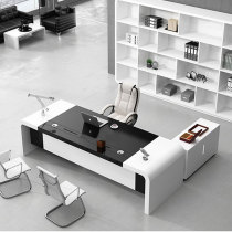 Baking Lacquer Big Bandae President Desk Brief Brief Modern Fashion White Boss Table General Manager Table Chairs Combined Furniture