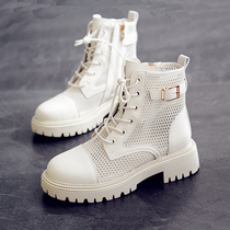 White mesh thick bottom British style Martin boots female hollow cool short boots summer thin English style 2021 New