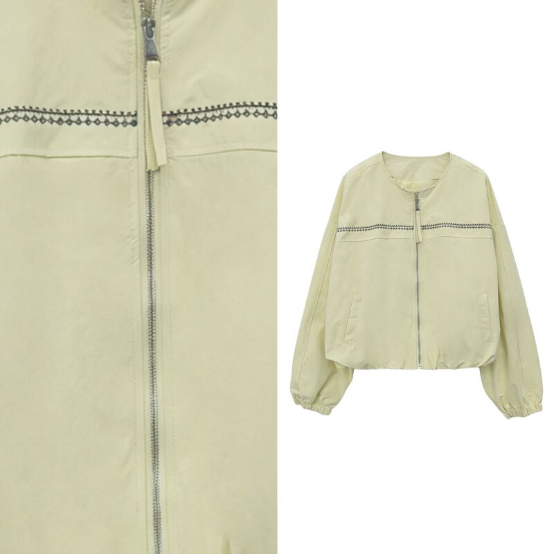 [Exclusive for Popcorn Fans] Short Loose-Fitting Embroidered Jacket Top 1127