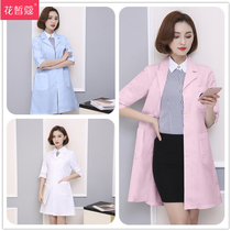 Beauty salon health tattoo artist skin management Korean version of Doctors clothing white coat womens autumn and winter seven-point sleeve work clothes