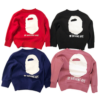 2021 spring and autumn children boys and girls baby tide series cotton terry fabric round neck sleeve sweater size foot