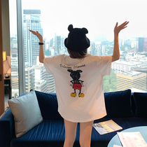 Hong Kong summer 2021 new fashion brand white short-sleeved t-shirt womens loose medium-long bottom ins half-sleeve t-shirt women