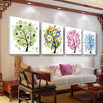 Printed cross stitch new living room spring summer autumn and winter Four Seasons tree fortune tree Dining Room series bedroom porch corridor painting