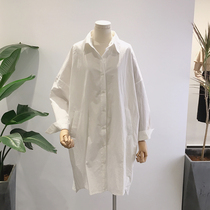 Lolora literary loose white shirt womens autumn long sleeve 2021 New Korean casual versatile long shirt