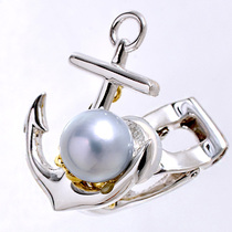 Pearl clip-on brooch anchor gray 8 0-8 5mm BBB Sterling silver black pearl dress female