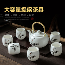 Jingdezhen kung fu teapot set home Chinese style lifting beam pot large ceramic tea cup tea set tea making Road gifts