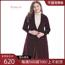 Fat Lady size womens winter wear new 100% wool suit collar double-sided long coat 418219710