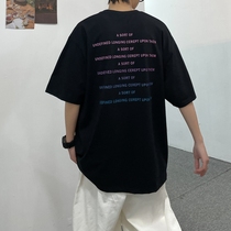 Heavy Pound Pure Cotton Short Sleeve Gradient Letters Printed High Street Ins Trend Oversize Five 60% Sleeves T-Shirt Male Summer