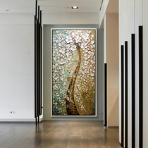 Pure hand-painted decorative painting wealth tree 3d three-dimensional porch oil painting vertical abstract painting European corridor aisle hanging painting