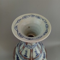  Chunde Tang}Folk collection ceramics old antiques Yuan Dynasty blue and white glaze red flower pattern jade pot Spring bottle Chinese style