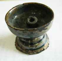 Folk objects Old objects Lamp Breviary bowl Lamps Qing Dynasty Sauce glaze Tall foot Old oil Lamp No 3
